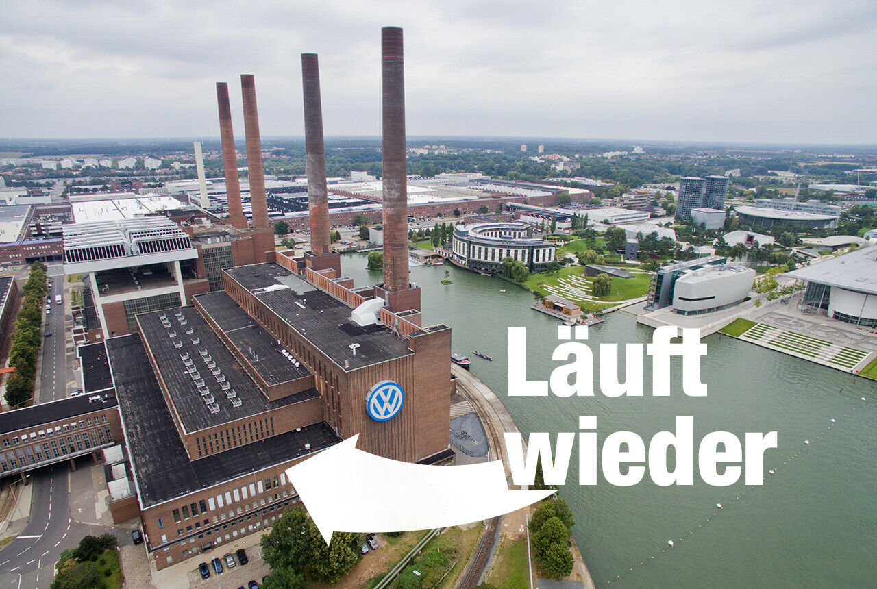 L&auml;uft wieder: VW-Stammwerk in Wolfsburg. Aber: 22.000 Autos betr&auml;gt der Produktionsr&uuml;ckstand der Marke