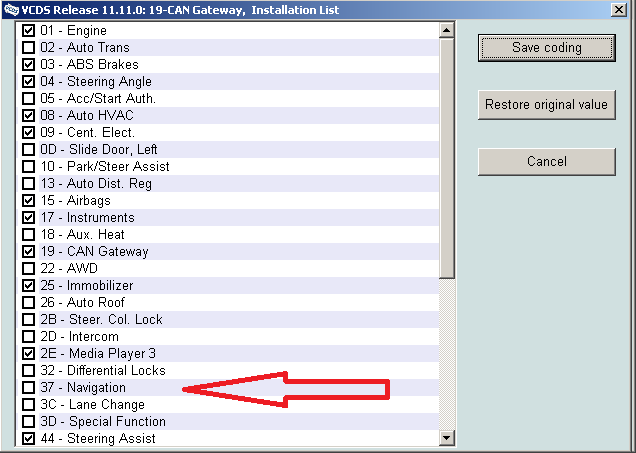 Golf 6 MFL links die Schaltwippe eincodieren