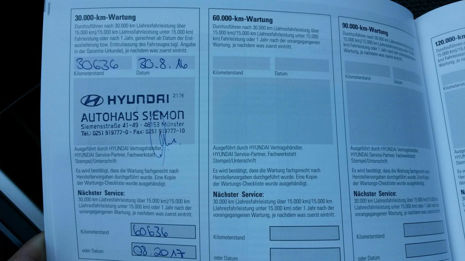 Hyundai i30 CW 1,6 CRDI (110PS) - Kosten für 1. Wartung?