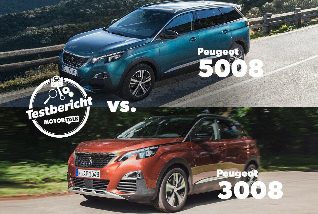 Das Kompakt-SUV Peugeot 3008 und der geräumige 5008 sind bis zur B-Säule praktisch gleich. Dahinter bietet der 5008 mehr Platz und mehr Sitze. Zwei Peugeot-SUV im Vergleichstest