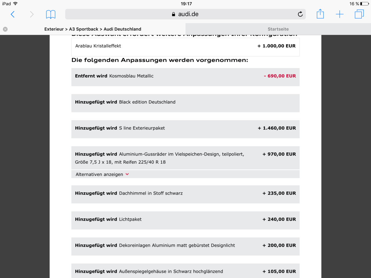 Facelift (A3, S3, RS3)