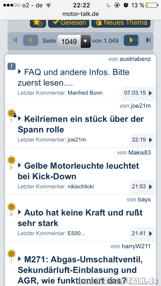 Keilriemen ein Stück über der Spannrolle