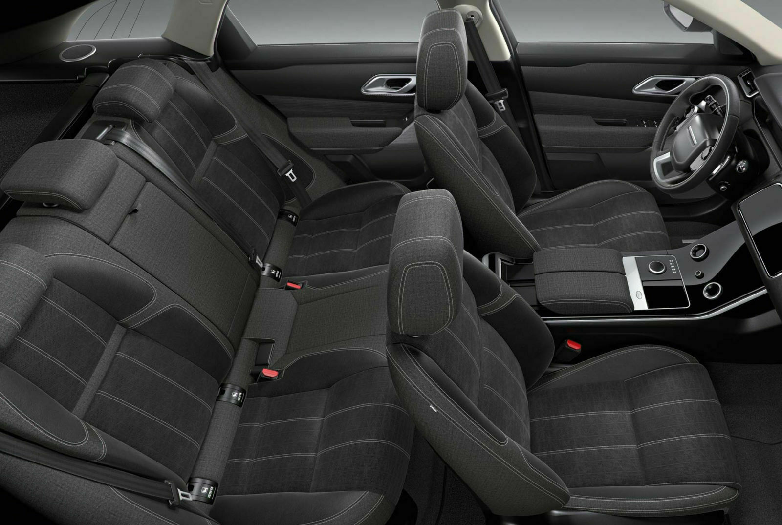 Ab der Ausstattung S zieht Range Rover Leder auf die Sitze, die nachhaltigen Textilbezüge werden im Velar Aufpreis kosten