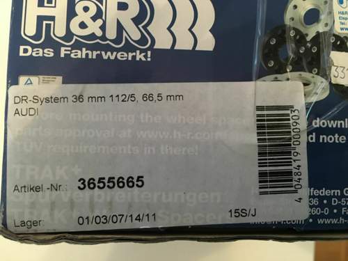 H&R SV 50mm 5055668 Audi A6 4G,4G1 Spurverbreiterung Spurplatten