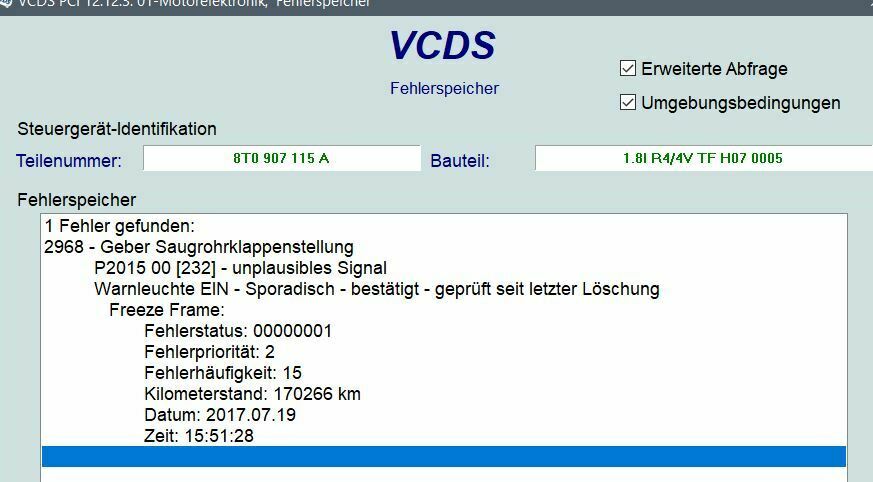 A5 Drosselklappeneinheit unplausibles Signal