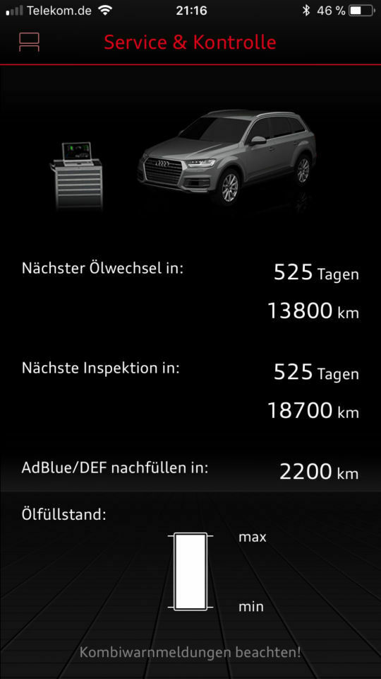 SQ7: Ölstand zu hoch / Diesel im Öl