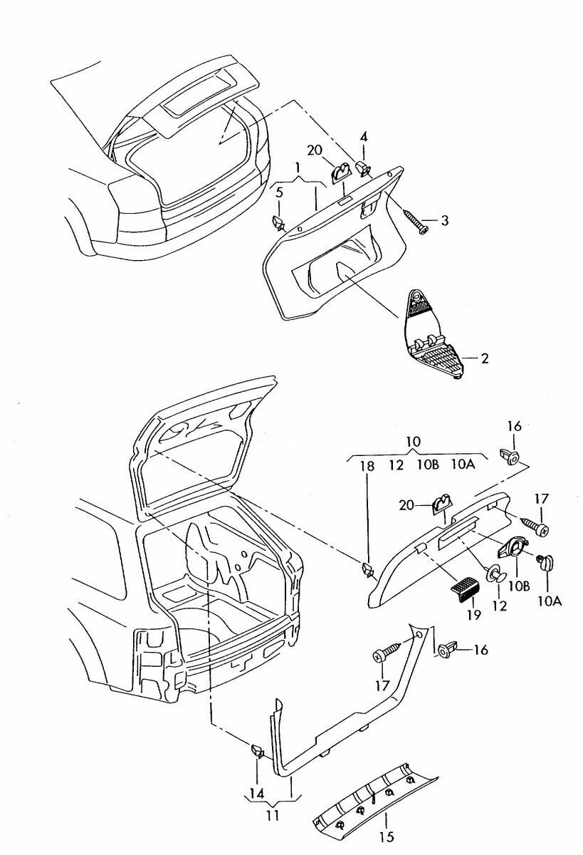 B6heckklappe 8E Avant Heckklappenverkleidung ausbauen Audi A4 B6