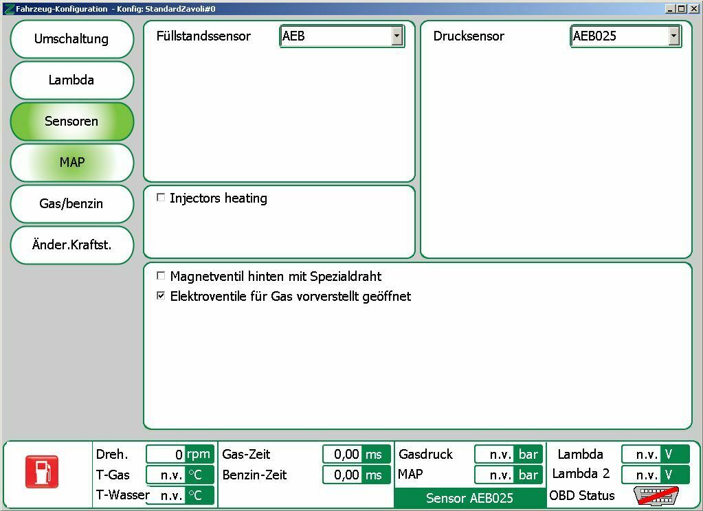 LPG Umschaltverhalten einstellen