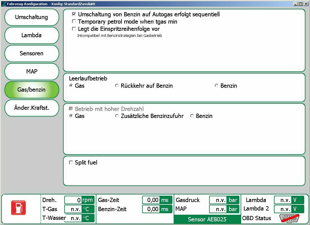 LPG Umschaltverhalten einstellen