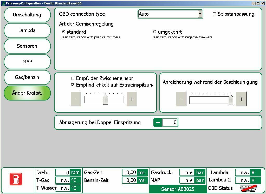 LPG Umschaltverhalten einstellen