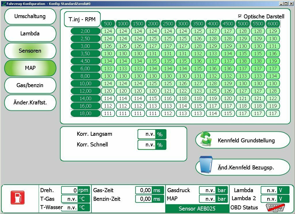 LPG Umschaltverhalten einstellen