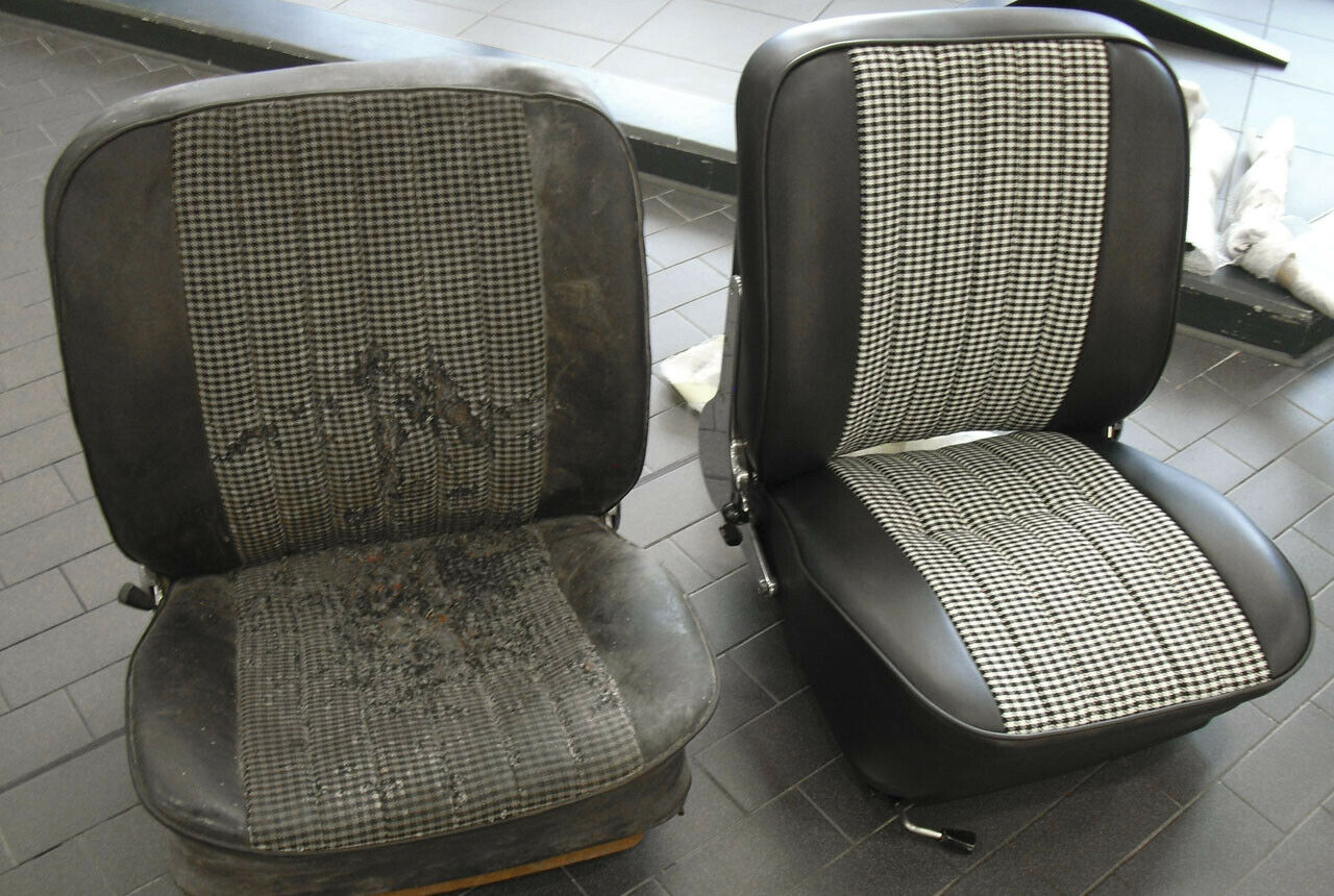 911-Sitze des ersten Baujahres: Sechs abgesteppte Elemente, kein "Recaro-Schriftzug" auf dem Verstellknopf