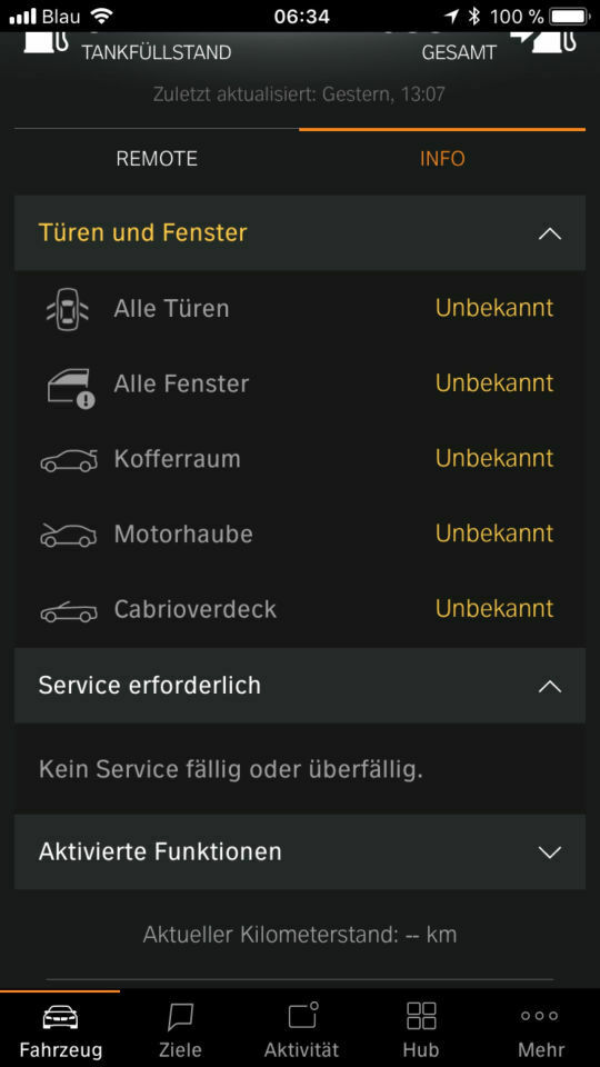 ConnectedDrive App - Tankfüllstand