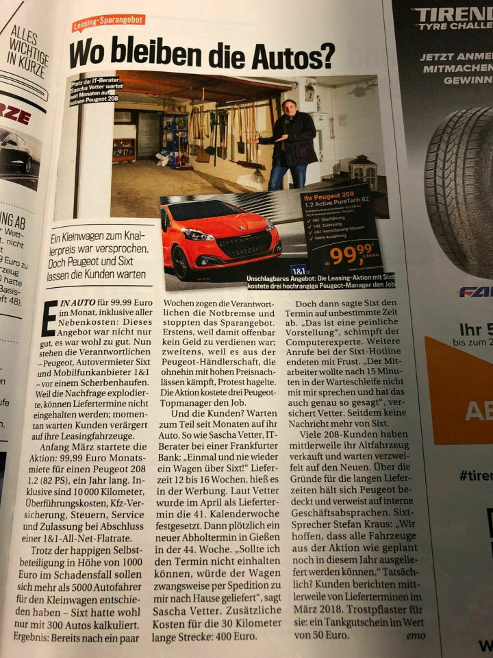 Wo ist der Haken - Privatleasing Peugeot 208 Sixt / 1&1