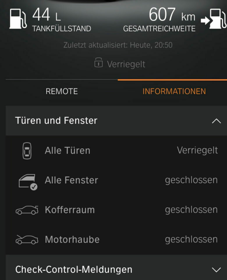 ConnectedDrive App - Tankfüllstand