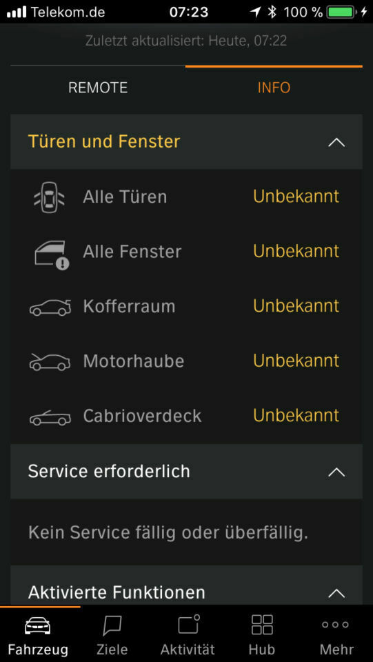 Fahrzeug nicht mehr in der Connected Drive App