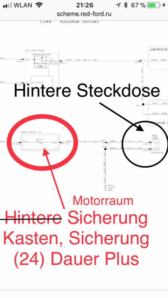 PIN 10 der Anhängerkupplung (elektrisch, geschaltetes Plus) in Kofferraum führen