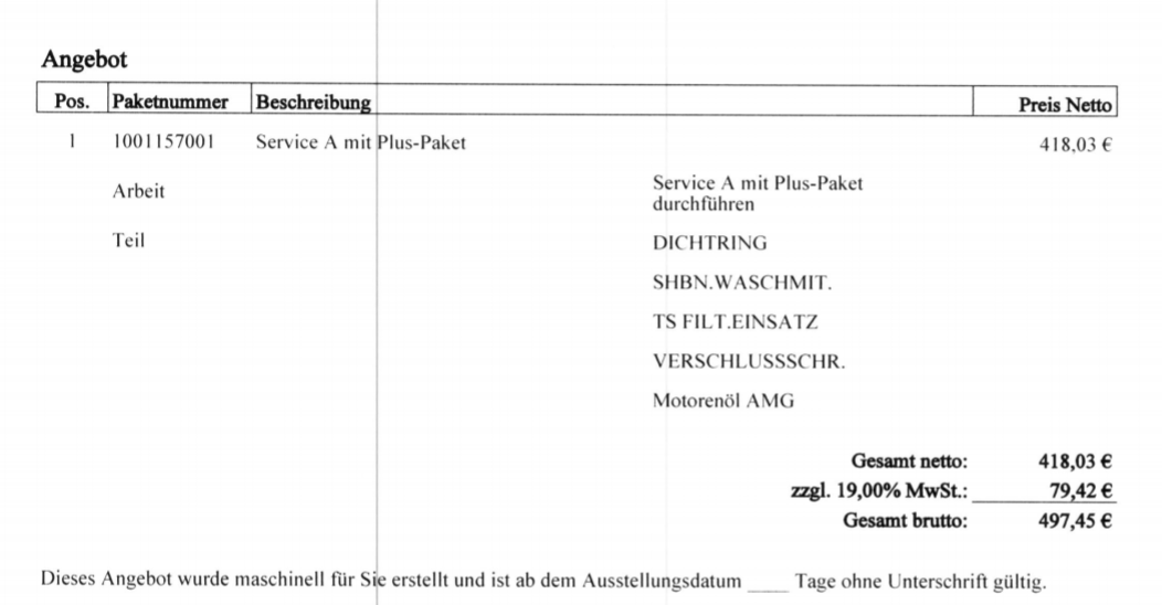 C63 AMG Service A Kosten