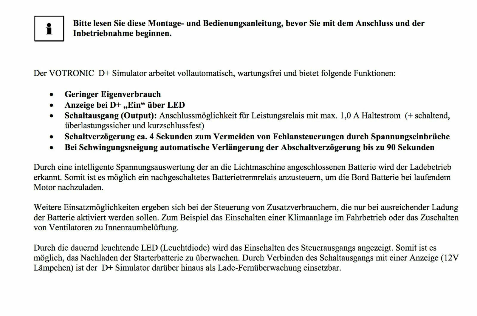 Vito Einbau Zweitbatterie D+ Signal