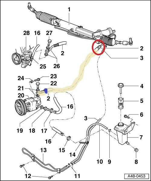 Servolenkungsschlauch beim A4 B5