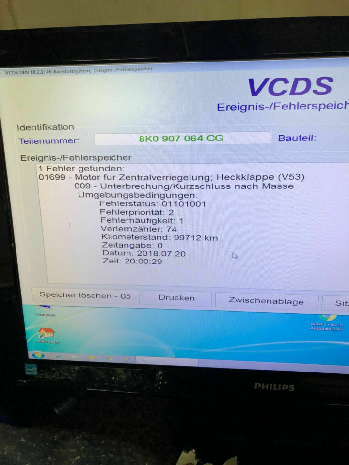 Heckklappe lässt sich nur mit eingeschaltetem Zündung öffnen