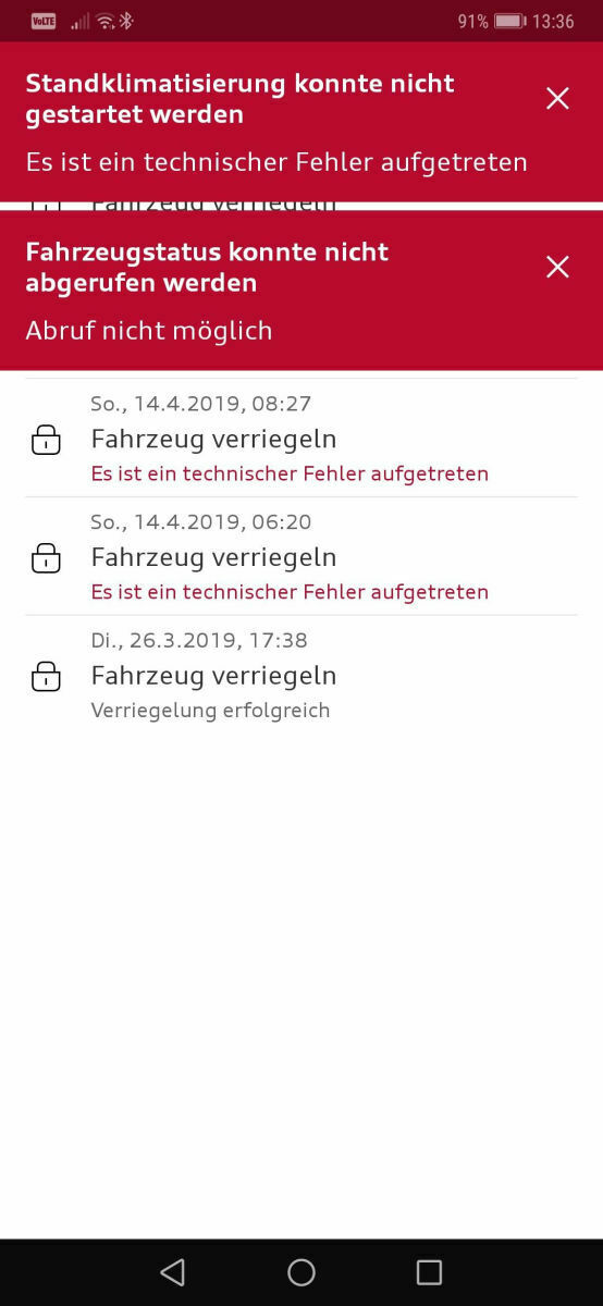 MyAudi App/Audi Connect Fehlermeldungen & Probleme