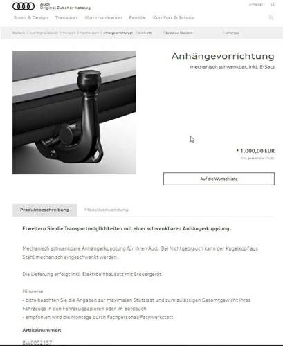 Info auf Audi HP