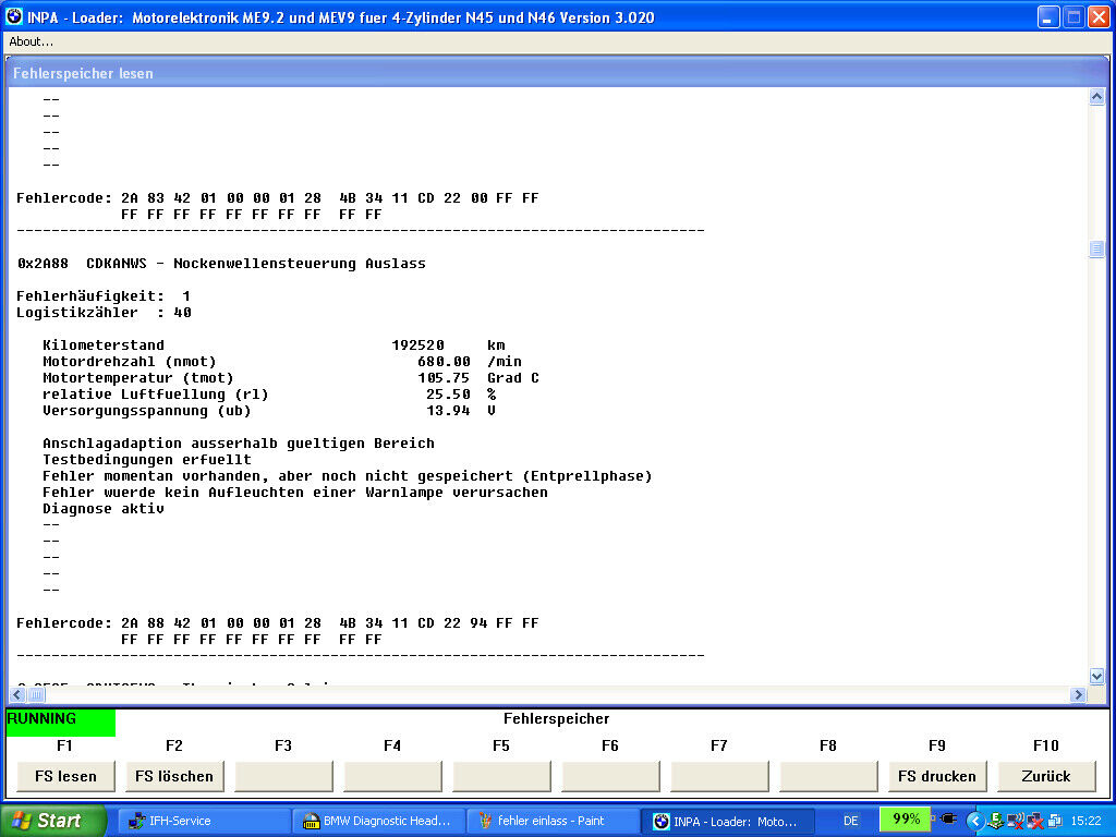 Nockenwellensteuerung Einlass und Auslass fehlerhaft - E46 318CI - N46