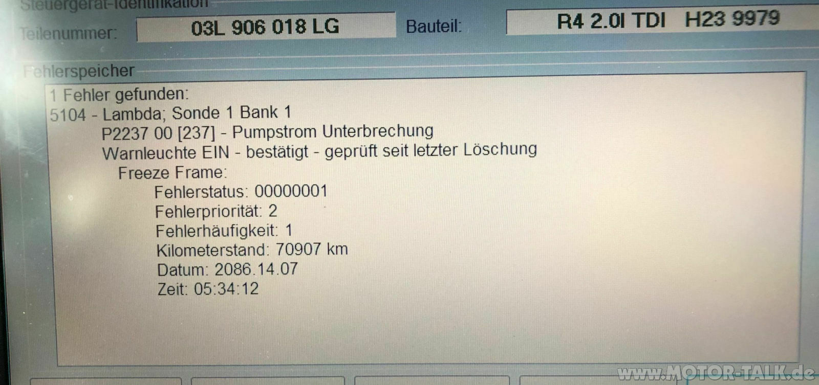 2.0 TDI - MKL An, - Fehler Lambdasonde, DPF, ...