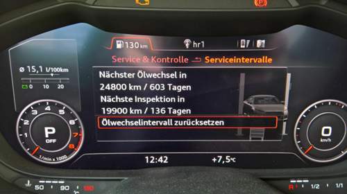 Serviceanzeige nach Ölwechsel