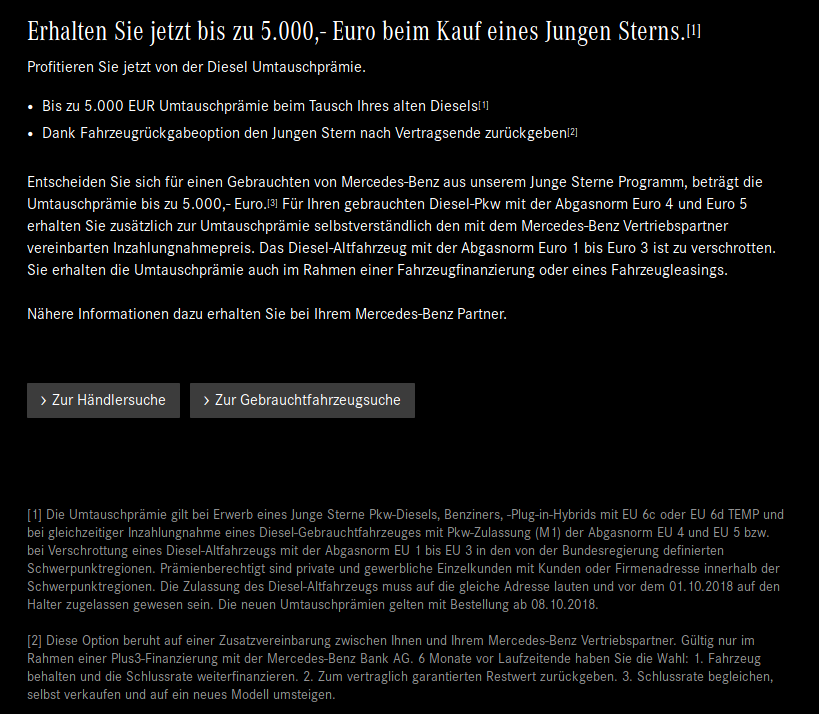 Verkaufsstopp für Euro 6 Junge Sterne?!