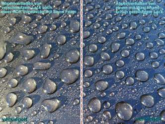 Abperlen nach der HDR-Vorwäsche / nach der Handwäsche