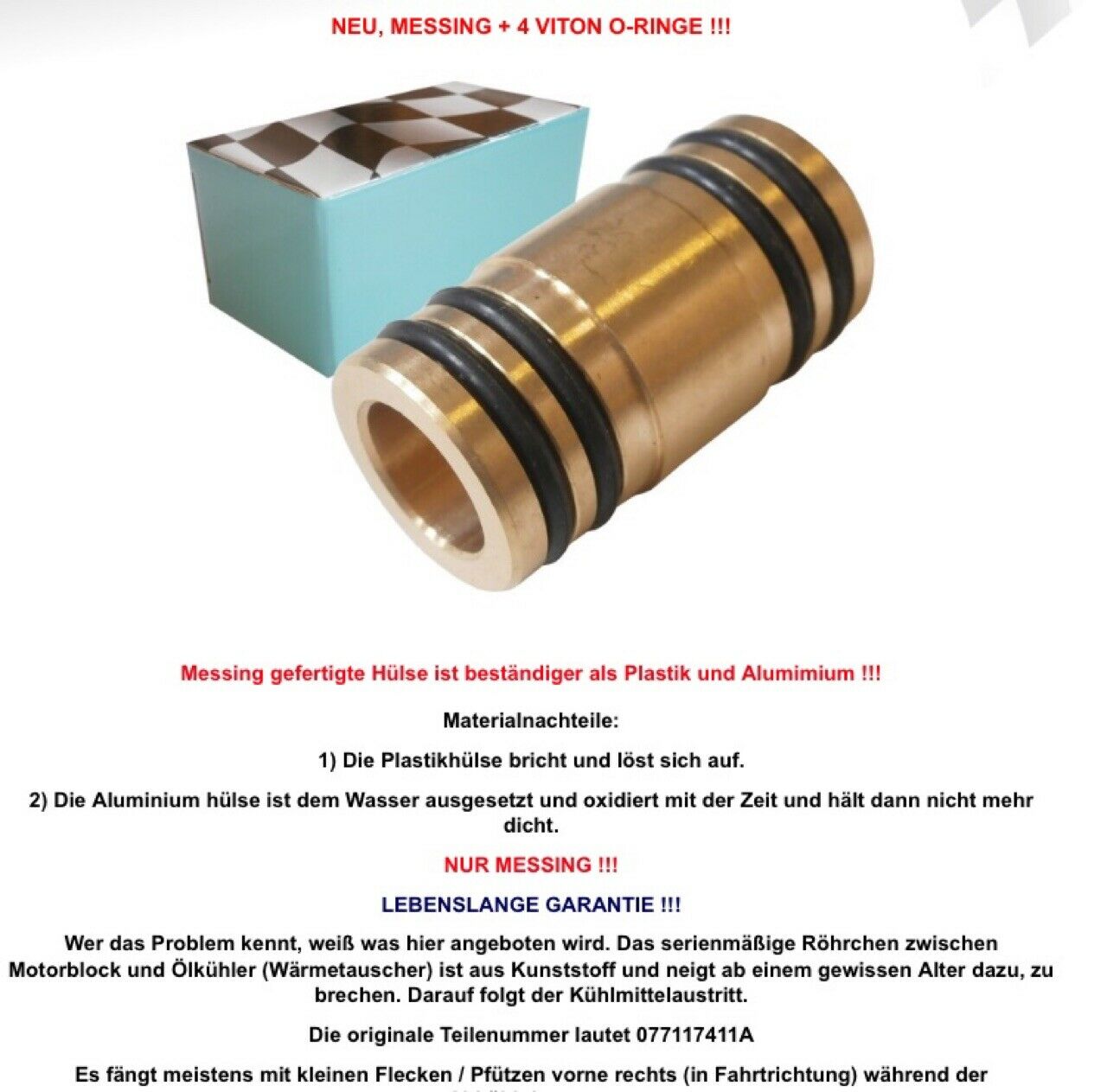 Achtung! Kühlwasser Röhrchen Kontaktkorrosion Alu mit Aluguss