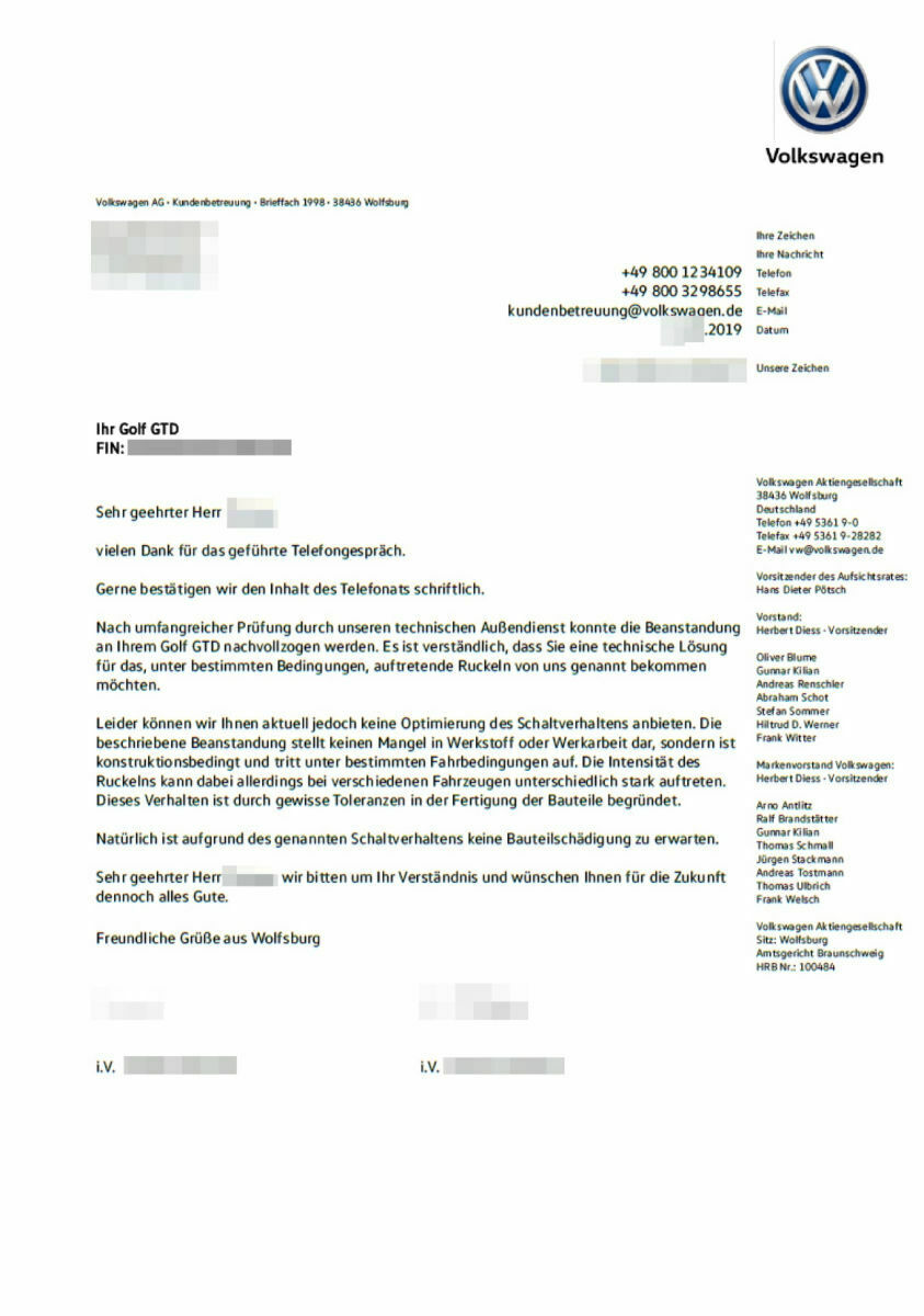 GTI Perf., DSG ungerade Gänge schalten hart