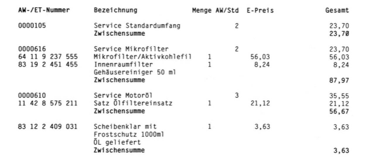 BMW-Service - Kosten?