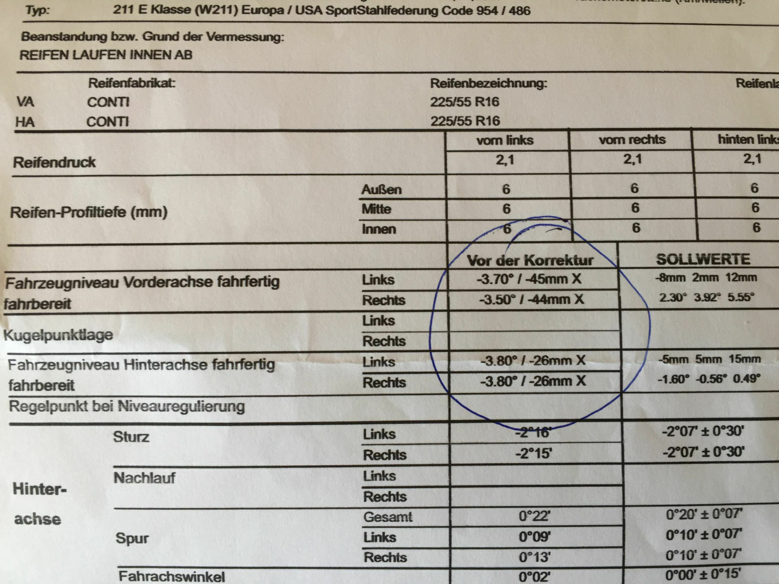 Bitte um Maße und Angaben Vorderachse W211 Avantgarde