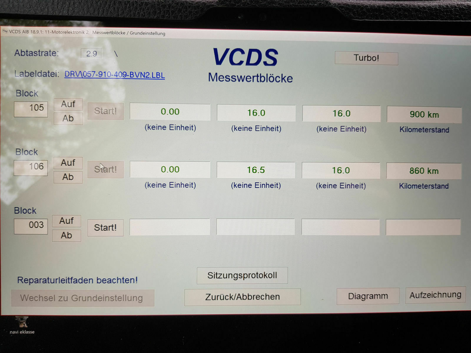 Aschegehalt 4,2 tdi auslesen