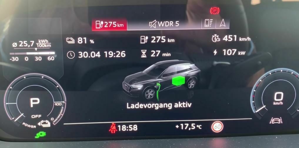 Ladekurve Audi (Q8) e-tron