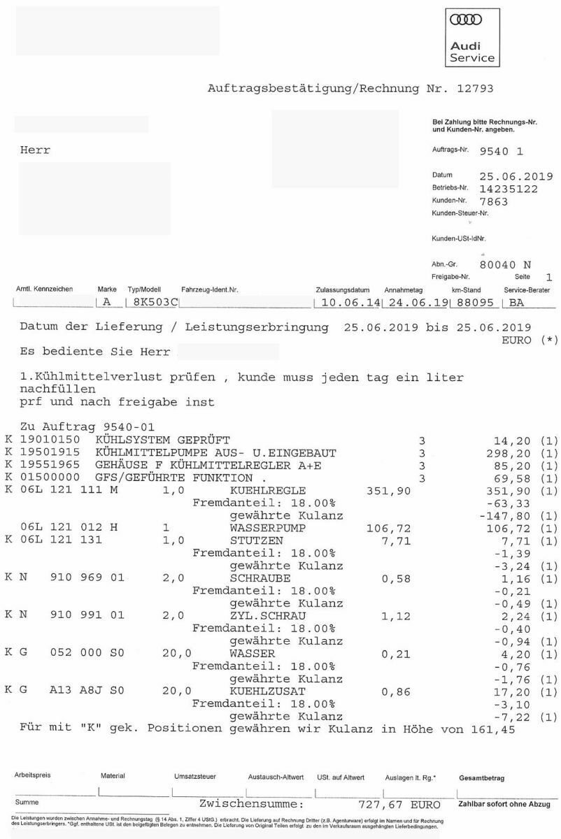 Kühlwasserverlust beim A4