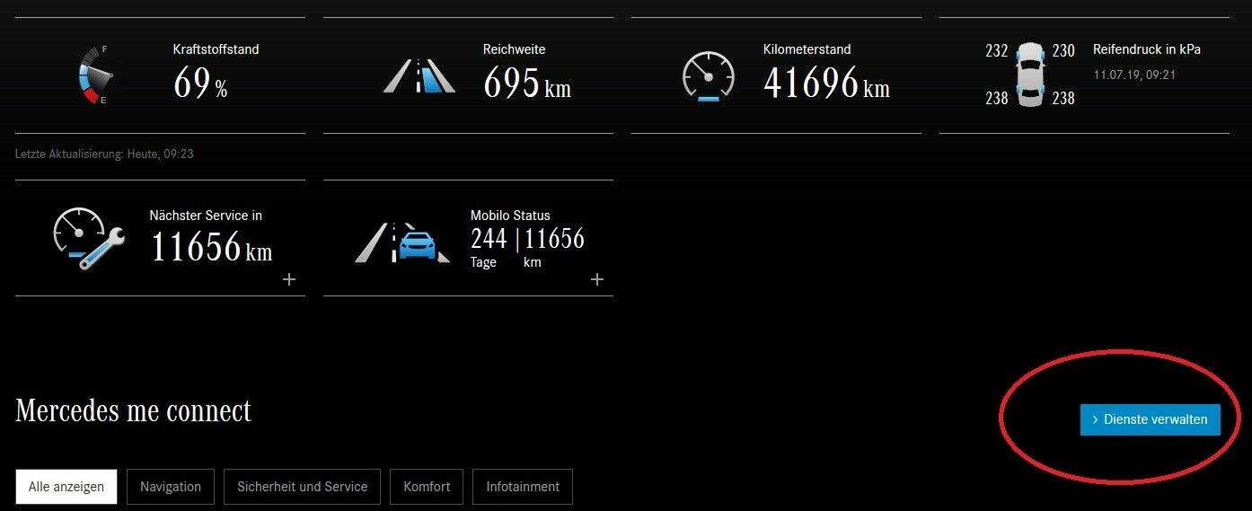 Spritpreise im Widescreen des W213 anzeigen lassen