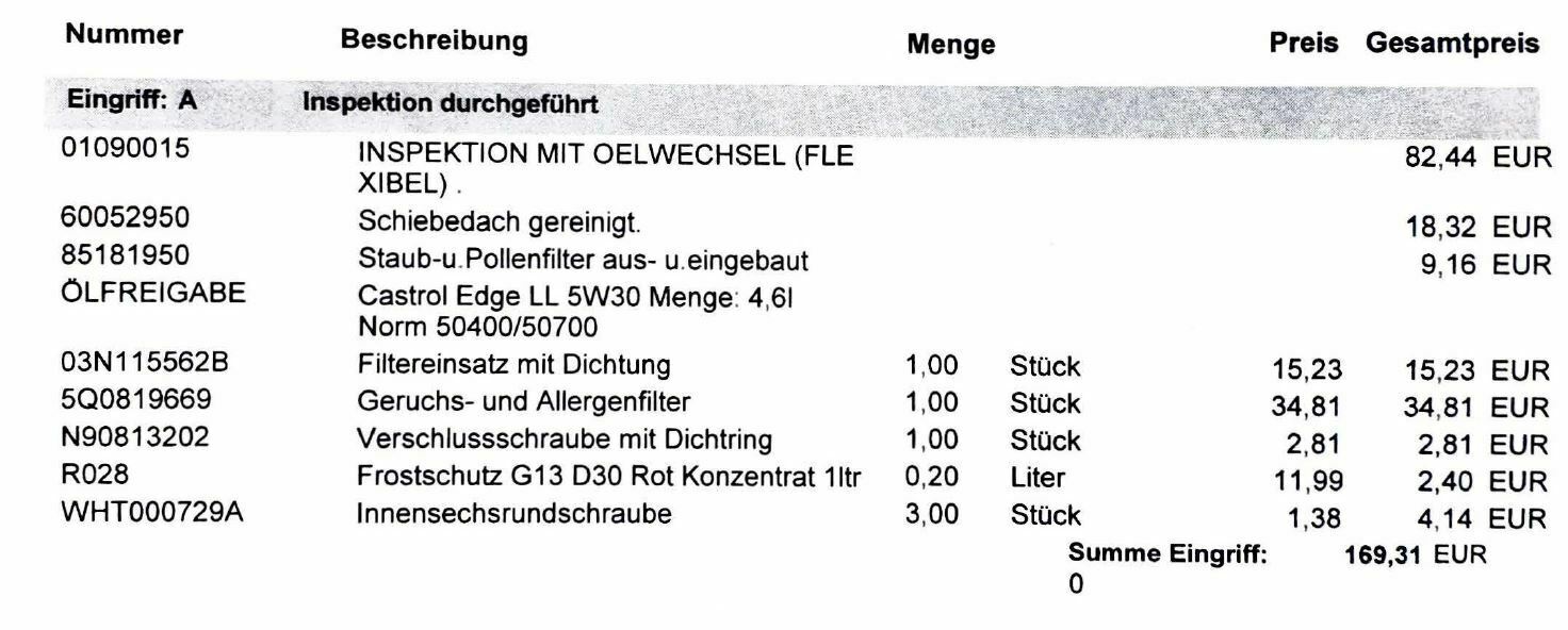 Kauf Seat Leon / Inspektionen