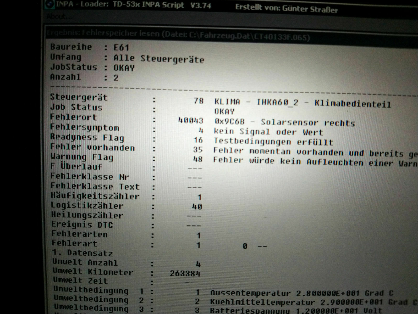 Div. Fehler in Heizung/Klima (AUC, Beschlag- und Solarsensor)