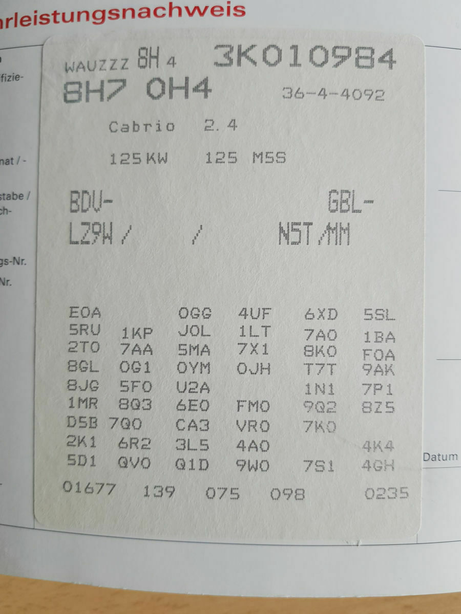 Audi A4 B6 Cabrio Welches Sportfahrwerk?