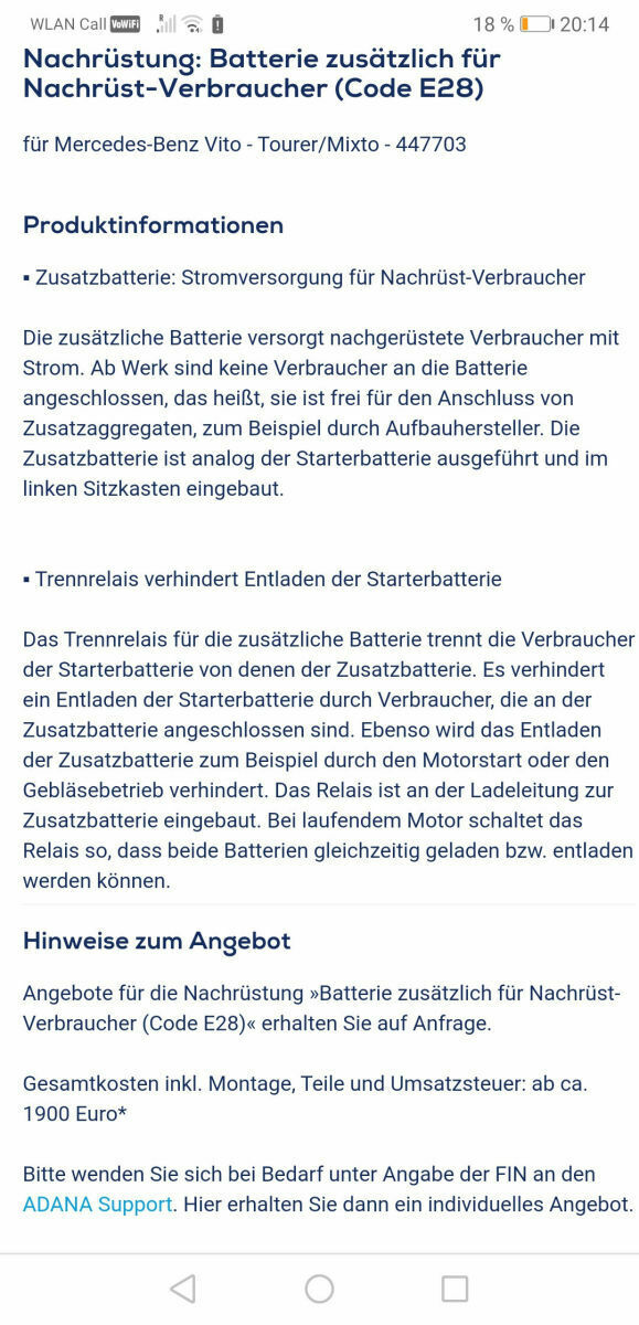 Zweitbatterie für Mercedes Vito 114 CDI W447