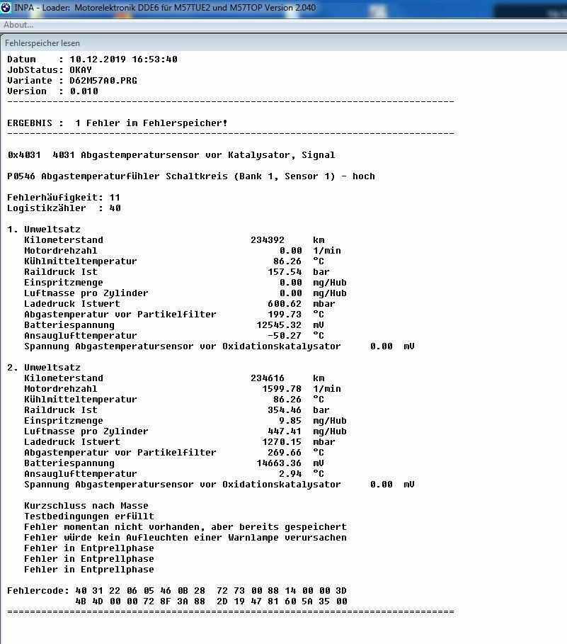 P0546 Abgastemp. vor Kat