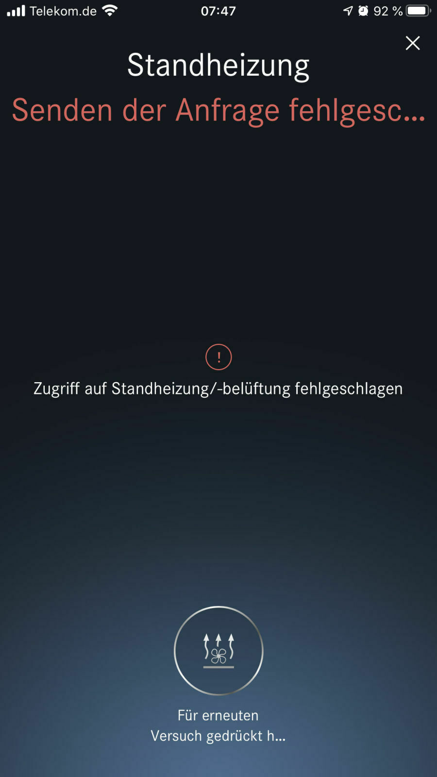 Me-App - Standheizung funktioniert nicht