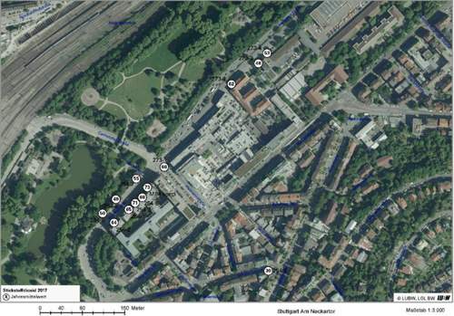 NO2 Messpunkte Neckartor 2017