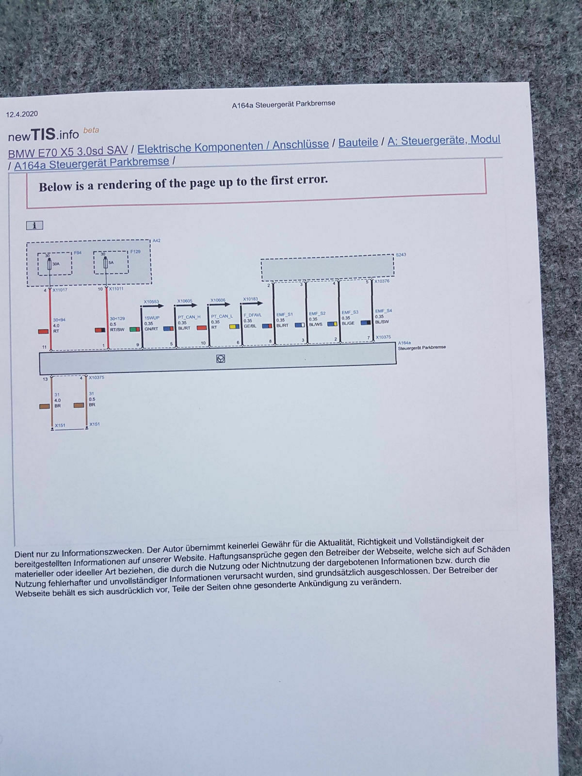 X5 E70 Parkbremse, Entladene Batterie und fehlendes Steuergerät