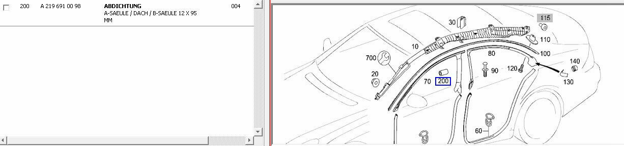 C219 Windgeräusche Seitenfenster A-Säule