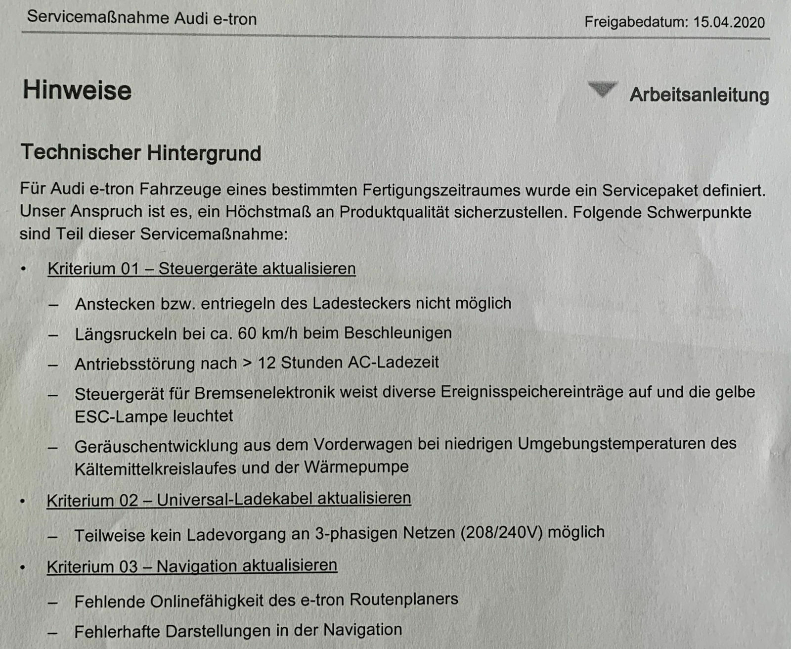 MyAudi App/Audi Connect Fehlermeldungen & Probleme